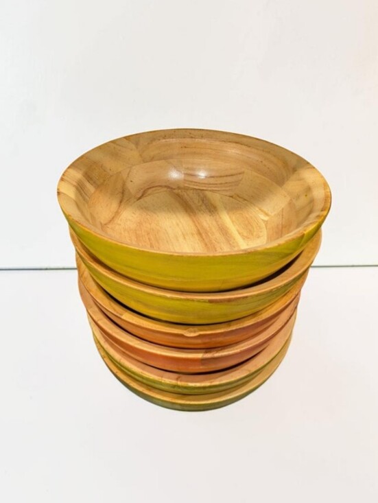 Unbranded Other - Tuttocasa Colorful Hand-Painted Wooden Vintage Salad Bowls Set Made In Taiwan